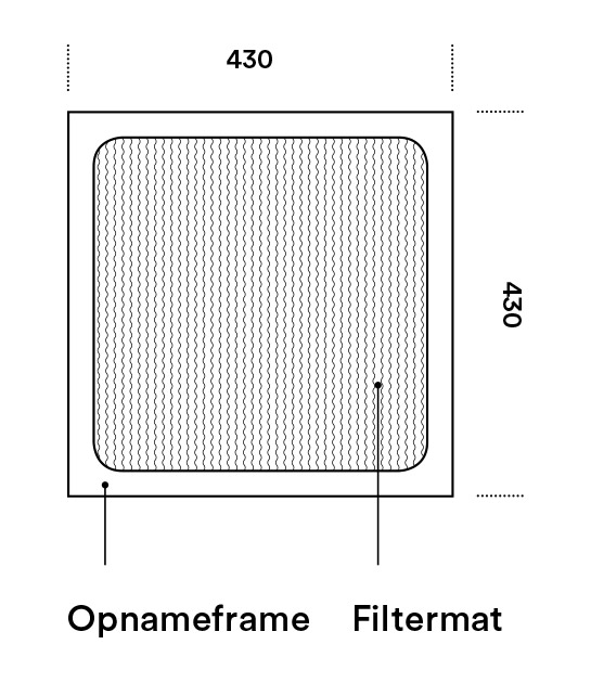 Afmetingen voorkant nafilterelementen NFEWP01