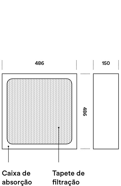 Dimensões frontal e ladro elementos de filtração secundária NFEWP02