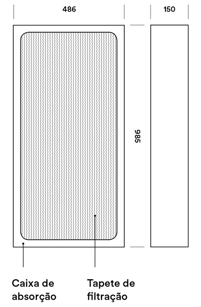 Dimensões frontal e ladro elementos de filtração secundária NFEWP03